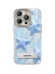 1个INS星形支架手机壳，兼容 11/12/13/14/15/16/17 Pro Max - 藍色 - 查看 3