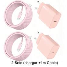 2 Sets Of 20W PD EU Charger Adapter With 3.3ft/6.6ft/10ft Type-C Charging Cable, Compatible With IPhone 17/16/15/Pro/Pro Max, Galaxy And Other Android Phones - EU C Type Plug(220-240V) - View 10