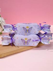 6个紫色蝴蝶礼盒，礼品包装盒，生日礼品包装盒，婚礼回礼盒，生日礼品袋，礼品包装用品，蝴蝶主题生日派对用品，派对礼品袋，蝴蝶装饰，性别揭晓派对，迎婴派对装饰，婚礼装饰 - 紫色蝴蝶 - 查看 3