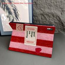 1 Pc Retro Stripe & Positive Quote Protective Tablet Case - Ideal For Sweet & Optimistic Style Enthusiasts With Pen Holder Compatible With IPad 10.9/10.2/ Air 5th Gen/Pro11/10th/9.7/Air 2/IPad (7th Gen)/ IPad (8th Gen)/IPad Air 4/5/IPad Pro 11/IPad 10th Generation 10.9-Inch 2022 Smart Case/IPad Air 13(M3 2025)/IPad Air 11(M3 2025)/IPad Air 11(M3 2025)/IPad 11(A16 2025)/Galaxy Tab S10+/S9/A9, Auto Sleep/Wake Function - Multicolor - View 5