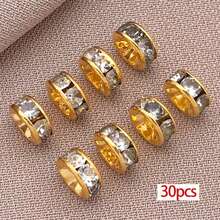 30颗18K镀金透明水晶水钻珠,直边法兰珠,金色扁平圆珠,圆片水晶金属珠,适用于DIY珠宝制作 - 彩色 - 查看 18