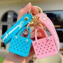 Cute Beach Hole Keychain Portable Simple Mini Car Key Chain Soft Silicone Fashion Seaside Big Basket Hanging Ornaments Bag PZPW - 粉色 - 查看 4