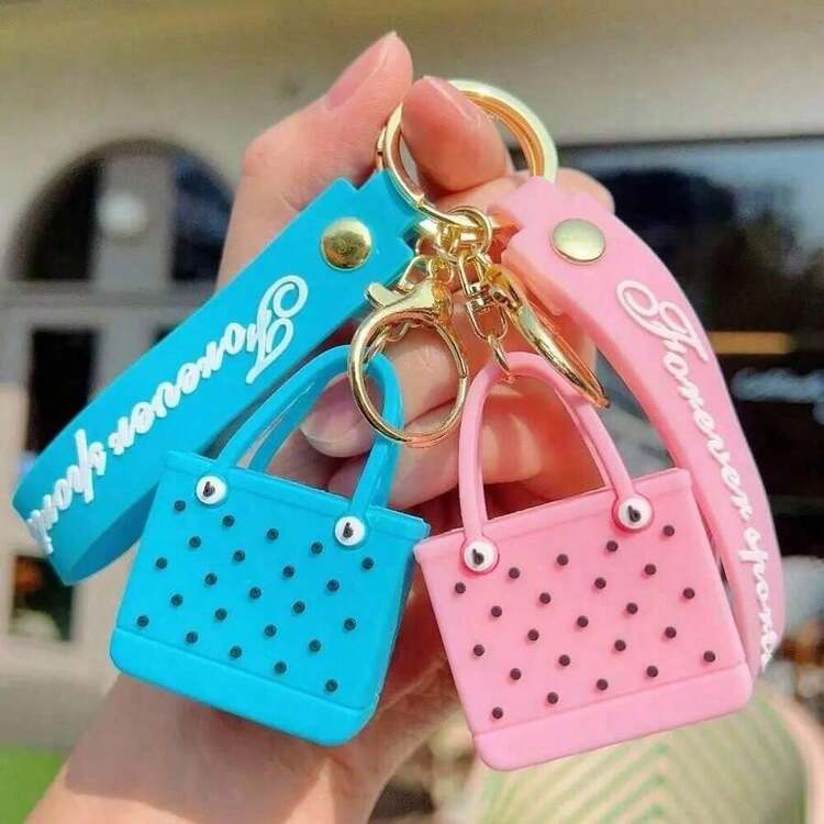 Cute Beach Hole Keychain Portable Simple Mini Car Key Chain Soft Silicone Fashion Seaside Big Basket Hanging Ornaments Bag PZPW - Màu xanh lam - Xem 4
