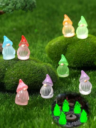 12 piezas de Miniaturas de Gnomos y Hadas de Resina Luminosas, Adecuadas para Microlandscape, Jardín Exterior, Césped, Decoración de Macetas Interiores, Jardín de Hadas, Patio, Cabaña Exterior