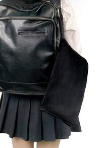 1pc Travel Blanket & Pillow Set, Premium Soft 2-In-1 Airplane Blanket With Soft Pillow Cover, Travel Pillow Case, Luggage Handle Wrap And Backpack Clip, Easter Gift, Travel Pillow, Travel Accessories, Suitable For Car, Plane, Airport, Camping And More - Black - View 5