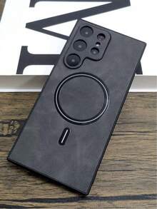 Ốp lưng điện thoại cao cấp bằng da mờ, có nam châm, hỗ trợ sạc không dây, tương thích với Samsung Galaxy S26 Ultra S24 S25 S23 S22 Ultra Plus S25 Edge, chống sốc, khung bảo vệ chắc chắn, quà tặng kỷ niệm, sinh nhật mùa xuân. - Màu xám đen - Xem 2