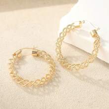 1 Pair Vintage Fashionable Hollow Circle Earrings, Suitable For Daily Wear And Vacation, Perfect Gift For Women - Gold - View 5