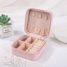 1 pieza Joyero, Joyero de viaje portátil de piel sintética blanca, Joyero de almacenamiento negro, Joyero portátil mini rosa con cremallera, Caja de almacenamiento para collares, anillos, colgantes, pulseras, pendientes, Caja de embalaje de joyas, Adecuado como regalo del Día de la Madre, regalo de boda, regalo de dama de honor, regalo de aniversario, regalo de Navidad y regalo de boutique para la novia, Decoración de habitación - Multicolor - Ver 13