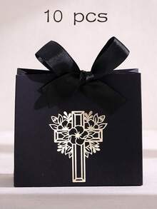 10 hộp trang trí hình thánh giá, với họa tiết thánh giá vàng và hoa văn, được buộc bằng ruy băng và gói theo chủ đề tôn giáo, thích hợp cho Lễ Phục Sinh, Đám cưới, Ngày của Mẹ, Lễ Rước Lễ lần đầu, Lễ Rửa Tội và làm quà tặng đám cưới. - nhiều màu - Xem 14