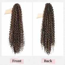 24Inch Voluminous Curly Ponytail Extension – Ombre Brown Synthetic Clip-In Ponytail Hairpiece, Fluffy Bounce For Aesthetic, Perfect For Dates & Festivals - Multicolor - View 5