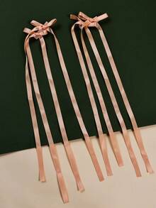 2个女孩多巴胺色丝滑丝带蝴蝶结发夹，可爱返校双长尾蝴蝶结发卡，适合节日派对和日常佩戴。 - 彩色 - 查看 8