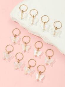 12pcs Women's Fashion Minimalist Elegant Transparent Shiny Bowknot Hair Clips & Rings Set, Suitable For Daily, Festival, Party, Vacation - Multicolor - View 3