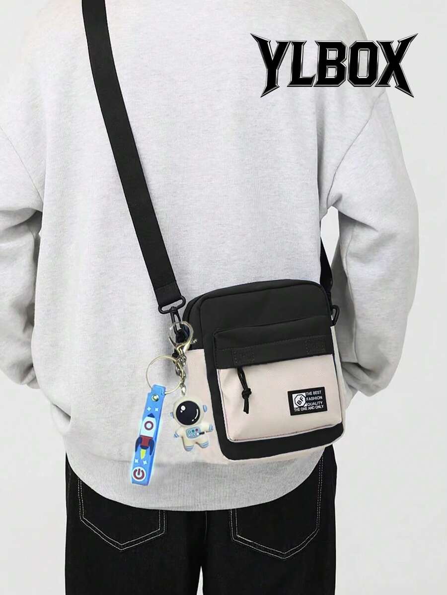 Canvas Shoulder Bag With Pendant, Multicolor Mini Crossbody Bag For Cellphone Freshman Multi-Functional Dorm University Man Bag Side Bag Students Summer Travel Sling Bag Multiple Pockets Messenger Bag Sling Bag Cross Body Bag Side Bags Hip Bag Gifts Camping Sling Bag Back To School Bag Pack Spring School Supplies Purse Sling Bag For Men Mini Bag Small Bag Sling Bag New Life Items For Students Men Essentials Purse Essentials Fashion Men's Bags Small Bag For Men Body Bag For Men Phone Bag Camera Bag Pouch - Black - View 1