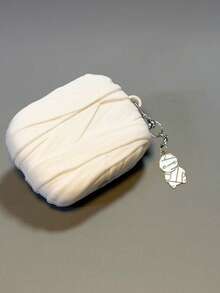 1pc Cute Cartoon Mummy Earphone Case Suitable For AirPods 1/2/3/4, Apple Wireless Bluetooth Earphone Protective Cover, Pro & Pro 2, Funny Silicone Soft Case With Mummy Pendant (Earphones Not Included) - White - View 4