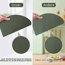WAKOSAN Leather Placemats And Coasters Washable Round Place Mats For Kitchen Dining Table Set Of 4 Semicircle Green - Green - View 3