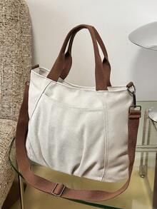 peach tree 女士休闲托特包，简约纯色手提包，男女通用单肩包，大容量多口袋多功能随身包，适合度假、旅行、送礼、返校、大学、情人节等场合。 - 彩色 - 查看 19