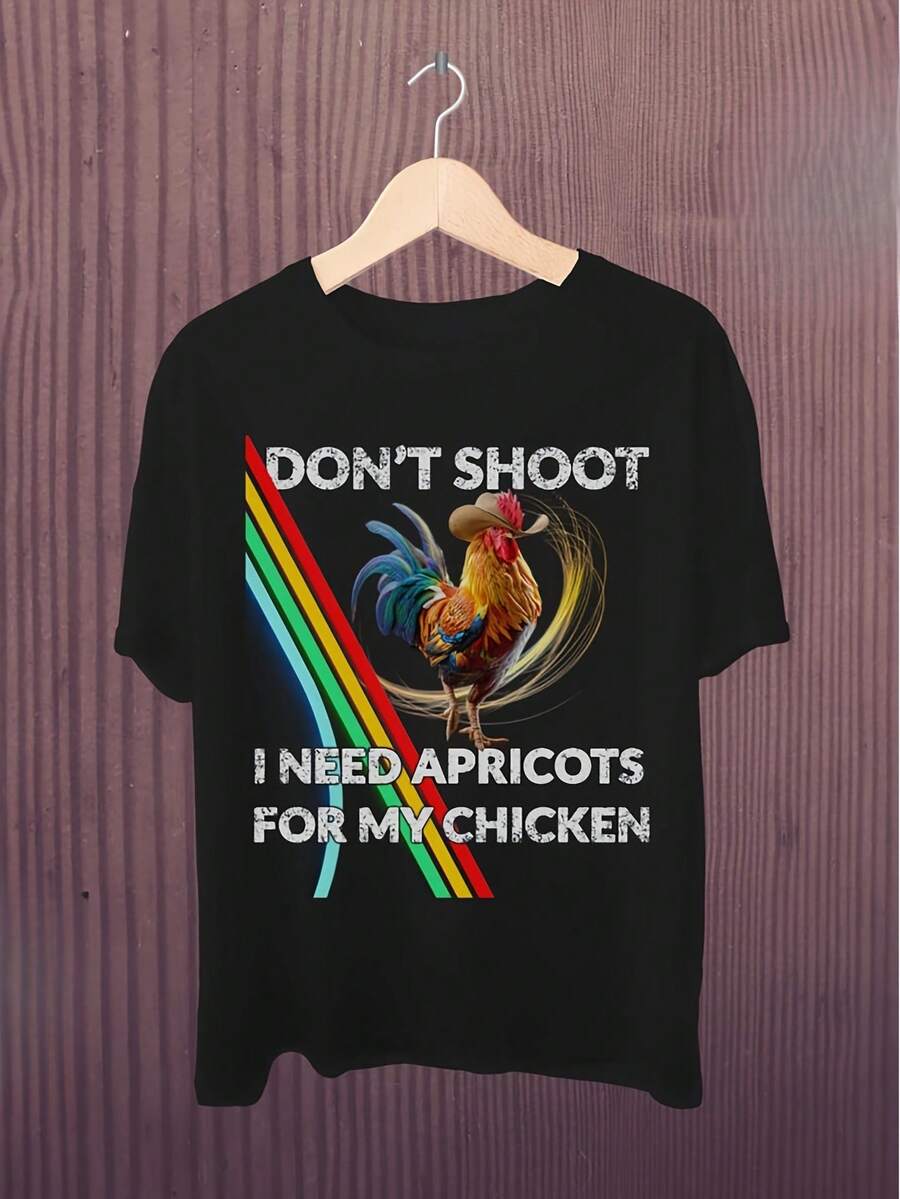 Camiseta Vintage Edición Limitada Arc R-R Raider| No Dispare, Necesito Albaricoques para Mi Estofado de Pollo| Gráfico de cacahuete tostado divertido, cuello redondo casual, ajuste regular, ropa para todas las estaciones - Negro - Ver 1