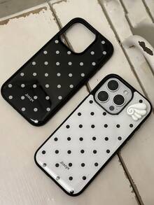可爱天使翅膀波点软壳手机壳，兼容 17 Pro Max、17 Pro、17、16 Pro Max、16 Pro、16、15 Pro Max、15 Pro、15、14 Pro Max、14、13、12 Pro Max、11，白色简约 Y2K 女孩风格 - 黑色波點翅膀 - 查看 9