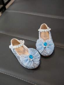 1双女童公主鞋，镶钻平底鞋，春秋季 - 藍色 - 查看 3