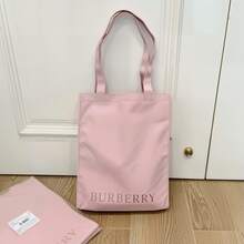 Burberry 1pc Classic Canvas Pink Cosmetic Bag, Large Capacity Lightweight Makeup Storage Handbag, Suitable For Daily Use, Travel And Home Organization, Minimalist College Style, Makeup Accessories - Watermelon Pink - View 11