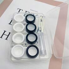 1 套简约隐形眼镜盒、护理盒、镊子、棒、夹子、收纳盒 - 黑與白 - 查看 3