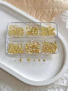 6格3D合金星星美甲饰品 星光金属银色金色饰品 美甲装饰 Y2K美甲DIY配件 美甲用品 美甲宝石 指甲 - 彩色 - 查看 7