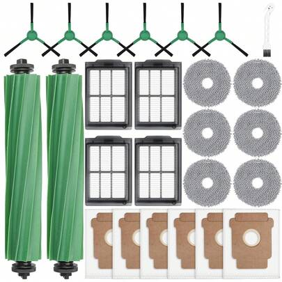 1/6/8/16/25pcs IRobot Roomba Plus 405 Combo/505 Combo/507 Combo Robot Vacuum Cleaner Accessories, Including 2 Main Brushes, 6 Dust Bags, 6 Mop Pads, 4 Filters, 6 Side Brushes And 1 Cleaning Tool