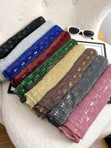 1pc New Spring And Summer Sequin Scarf Shawl Headscarf Sunscreen Beach Scarf, Suitable For Beach Vacation Shawl, Adds Highlights To Your Style And Is A Festive Gift - Scarf - View 12
