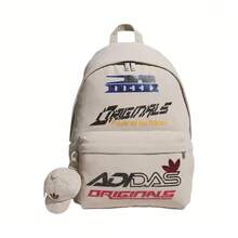 Adidas Originals RUFFLE 2.7L Women's Shoulder Bag With Adjustable Shoulder Strap And Drawstring Design, Ruffled Edge, Wonderful White - Miracle Bauxite Palm - View 2