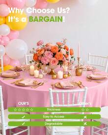 4/8/12 84 Inch Round Disposable Tablecloths, Thickened Waterproof PEVA Plastic Table Covers For Party, Wedding, Banquet & Daily Use - 粉色 - 查看 4
