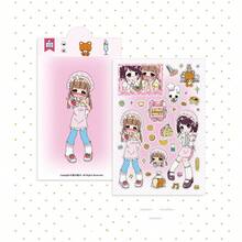 Wacawaca原创可爱动漫女孩角色贴纸，千禧故事日记复古风格多功能剪贴簿DIY涂鸦贴纸 - 長方形 - 查看 14