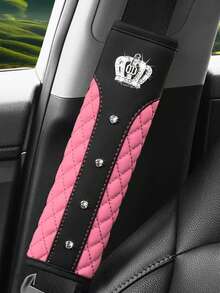 Car Seat Belt Shoulder Cover Advanced Texture Diamond Crown Seat Belt Protective Cover Universal Explosions - A - View 7