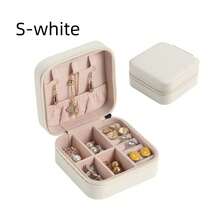 1 Peça Caixa de Armazenamento de Brincos em Couro PU à Prova d'Água, Organizador de Joias Portátil de Camada Dupla para Anéis, Brincos, Colares, Pulseiras, Caixa Protetora de Joias à Prova de Poeira e Oxidação, Presente para Namorada, Mãe, Volta às Aulas - Multicolorido - Visão 14