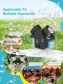 Rotating Dual-Head Bubble Machine Toy - One-Button Dual-Head Bubble Production. With Lighting And Electric. Outdoor Game, Party Activity Bubble Maker. Suitable Gift For Boys And Girls (Batteries And Bubble Solution Not Included) - Multicolor - View 10
