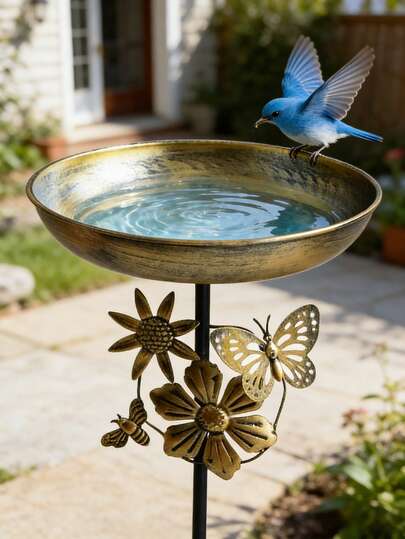 Baño de pájaros de hierro fundido con 5 garras a prueba de óxido con comedero, decoración de jardín de estilo vintage, diseño ergonómico para una limpieza fácil, adecuado para 100 escenarios, decoración clásica del patio, decoración rústica para exteriores, producto de metal duradero hecho a mano, tazón de baño de pájaros con pedestal, gran regalo para días festivos