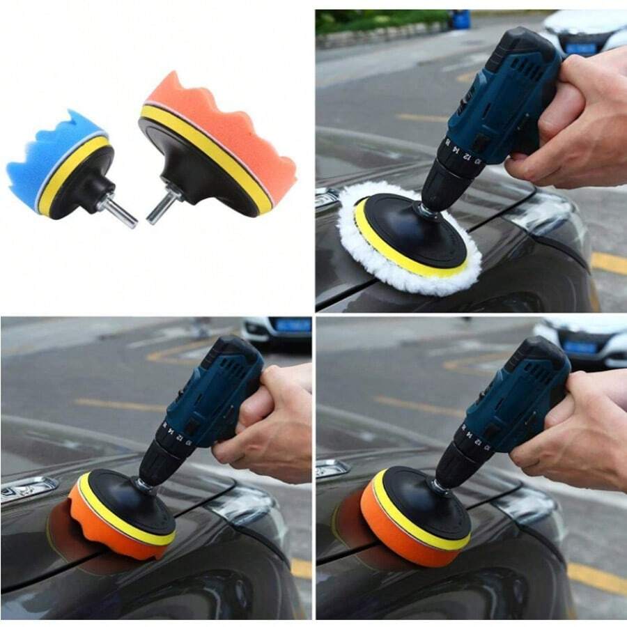 12pcs/Set Car Polishing & Waxing 3-Inch Sponge Wool Pad, Towel Pad, Car Detailing Sponge Rubber Polishing Pad - Polishing Sponge - View 1
