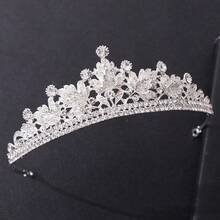 Diadème de mariée exclusif et de haute qualité, entièrement sertie de pierres de zirconium brillant intensément pour un look luxueux. - Diamant blanc argenté épais - Voir 1