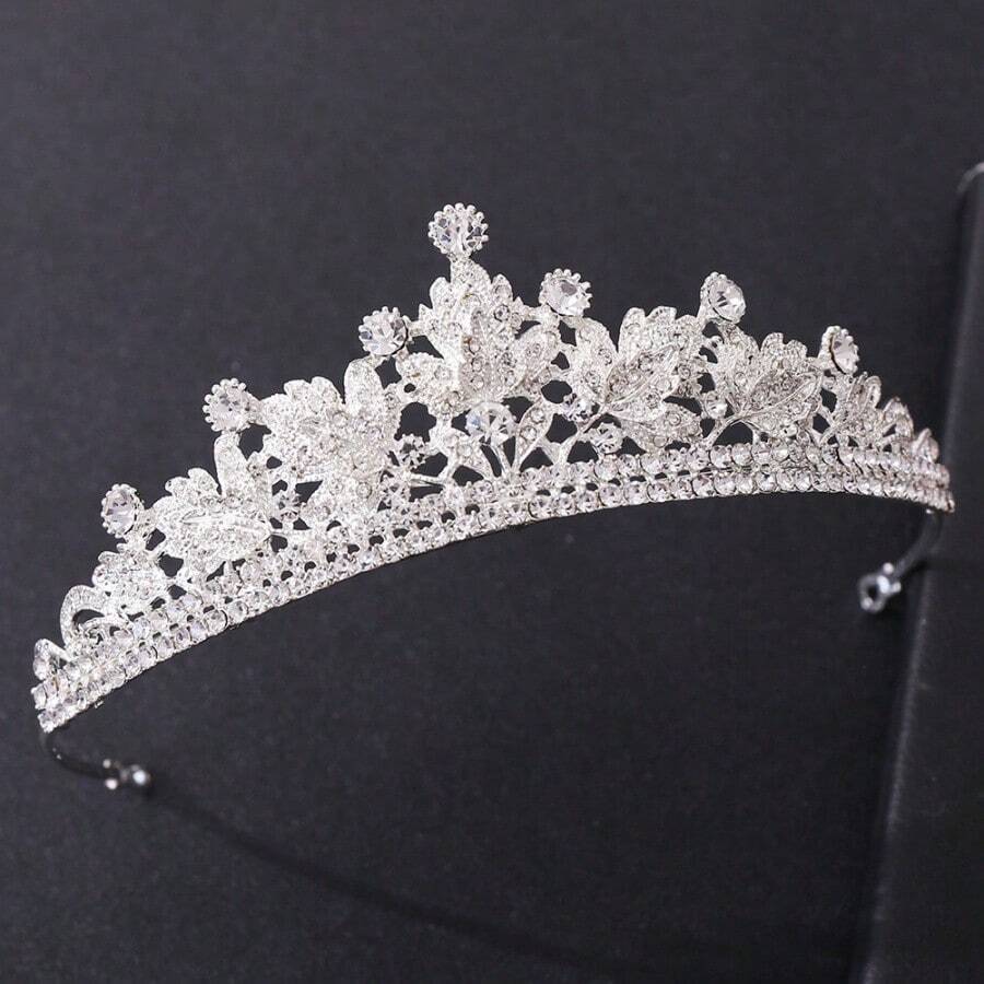 Diadème de mariée exclusif et de haute qualité, entièrement sertie de pierres de zirconium brillant intensément pour un look luxueux. - Diamant blanc argenté épais - Voir 1