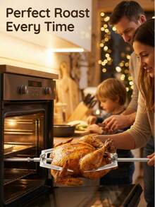 1 pieza Tenedor de pollo a la brasa de acero inoxidable, diseño ajustable para una instalación fácil, adecuado para pollo asado en horno, barbacoa y parrilla al aire libre. Construcción de una sola pieza, anticorrosión y antiaceitoso, acero inoxidable duradero, herramienta práctica para asar a la parrilla. - Multicolor - Ver 3