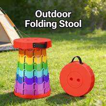 Portable Rainbow Folding Stool - Foldable Outdoor/Travel Chair For Camping, Train, Home Use - Durable PP Material - Multicolor - View 5
