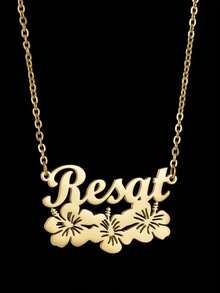 Personalized Elegant Flower Name Necklace, Stainless Steel Custom Name Pendant Necklace, Birthday & Valentine's Day Gift For Girlfriend - 1 - View 4