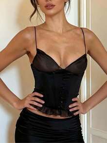 2026 New Mesh Corset-Style Strapless Top Designer-Inspired High-End Women's Wear Spring/Summer Collection - Black - View 4