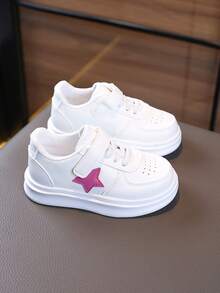 1 par de zapatillas casuales planas transpirables y unisex, con suela blanda antideslizante para niños, zapatos de skate de moda versátiles para estudiantes, adecuados para primavera y otoño - Blanco - Ver 2