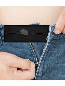 5件/2件套弹性腰带延长器，可调节腰带延长扣，腰带延长器，弹性可调节裤子延长器，裤子纽扣延长器，孕妇裤弹性纽扣，可调节纽扣延长器，适用于裤子和孕妇裤腰部延长 - 黑色 - 查看 6