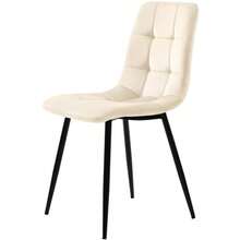 Set Of 4 Beige Dining Chairs, Upholstered And Featuring A Backrest, A Velvet Seat And A Metal Frame. - Antique White - View 10