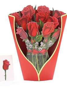 Valentine's Day Greeting Card Pop Up Cards, Rose Lilies & Lupines Paper Flower Bouquet Greeting Cards With Blank Note Card & Envelope, Birthday Gifts For Women - A - View 15