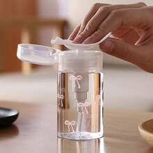 Pink Bowknot Pattern Clear PET Refillable Travel Bottle, Makeup Remover Dispenser, Dispensing Bottle Portable Pump Dispenser For Nail Polish Remover, Toner And Makeup Remover, Hand Wash Only, Reusable, Makeup Remover Bottle Travel Essentials Vacation Holiday Travel Bottles - 1pc - View 12