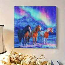 1幅钻石画 三匹马 全圆刺绣钻石动物针线艺术工艺品 40x40厘米 无框 - 彩色 - 查看 4