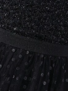Summer Girls' Fashionable & Elegant Sequins Embellished Mesh Patchwork Dress - Black - View 5