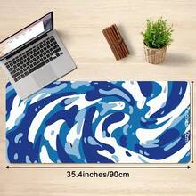 Mouse Pad de Jogo com Padrão de Fluido Azul - Com Bordas Costuradas com Precisão e Base de Borracha Antiderrapante, Disponível em Vários Tamanhos: 15,7*35,4 Polegadas (40*90 Cm). - Fácil de Limpar e Lavar, Ideal para Casa, Escritório, Local de Trabalho, Sala de Jogos e Dormitórios; Perfeito para Suprimentos de Volta às Aulas, Presentes de Férias para Namorados e Namoradas, Acessórios de Escritório, Suprimentos de Escritório, Tapetes de Mesa e Mouse Pads. - A - Visão 3